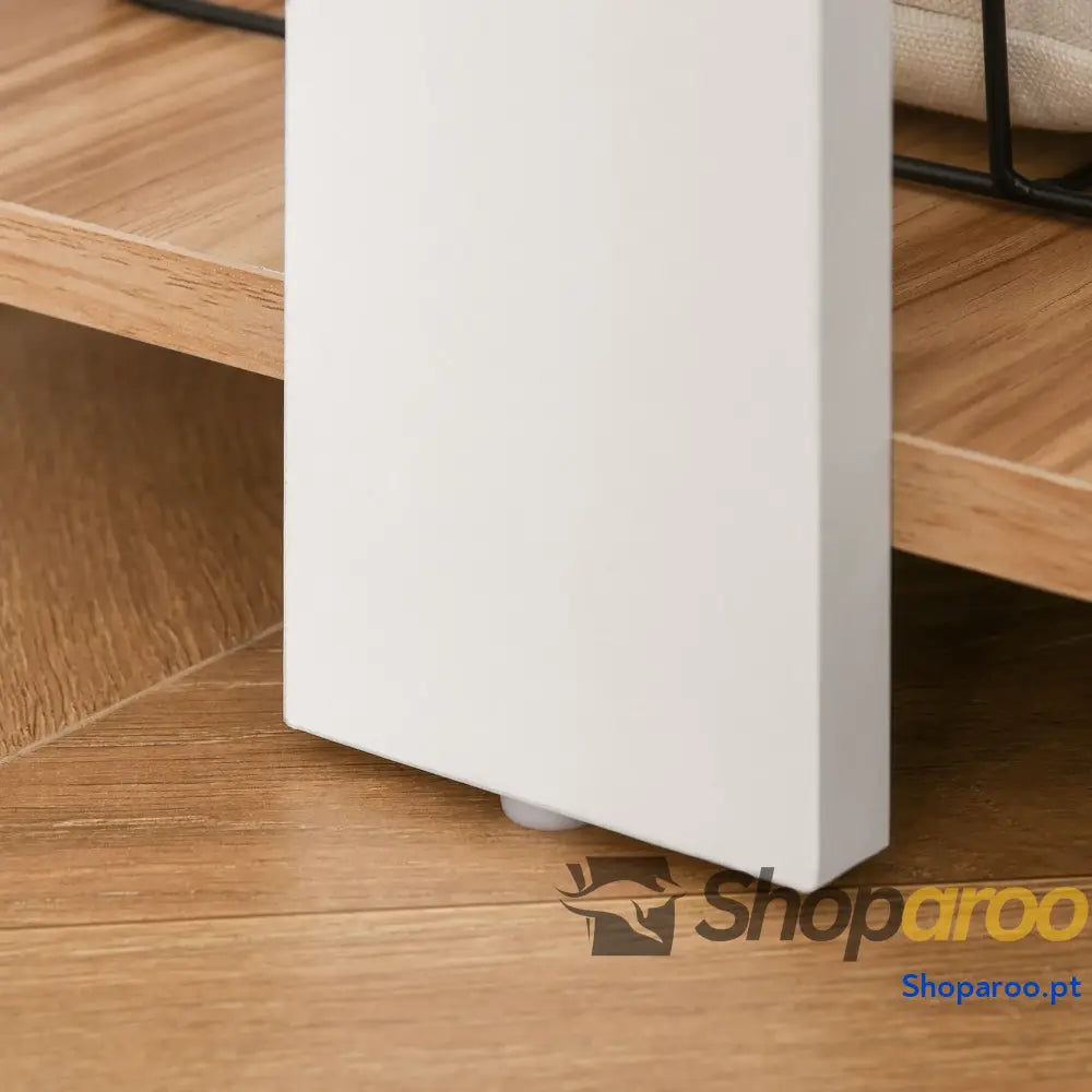 Secretária de Canto Mesa Computador para Escritório Casa em Forma L com Prateleiras 136x130x72 cm Branco e Madeira
