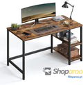 Secretária mesa de computador com 2 prateleiras à esquerda ou direita para escritório quarto estrutura aço industrial