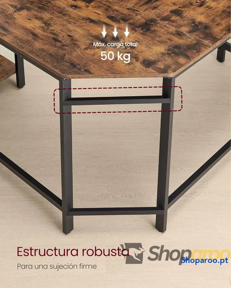 Secretária mesa de computador em forma L 120 x 130 76 cm esquina com 2 prateleiras economiza espaço para escritório
