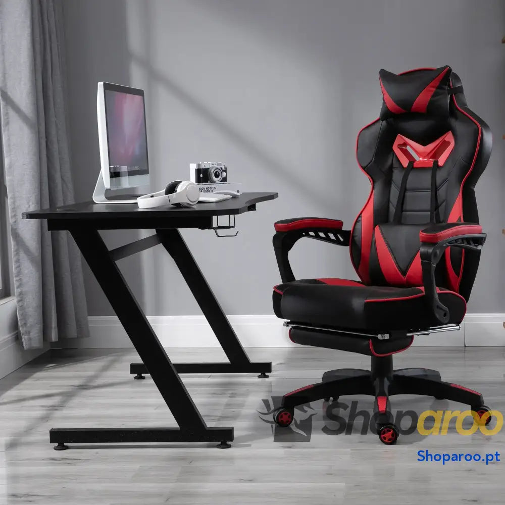 Secretária tipo gaming mesa de escritório com suporte para copos gancho e pés ajustáveis 120x65x74,5 cm preto