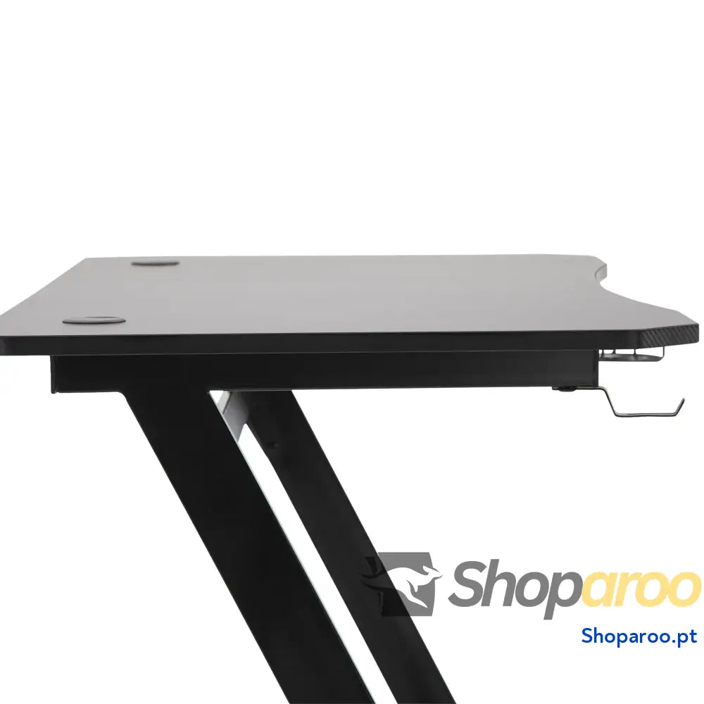 Secretária tipo gaming mesa de escritório com suporte para copos gancho e pés ajustáveis 120x65x74,5 cm preto