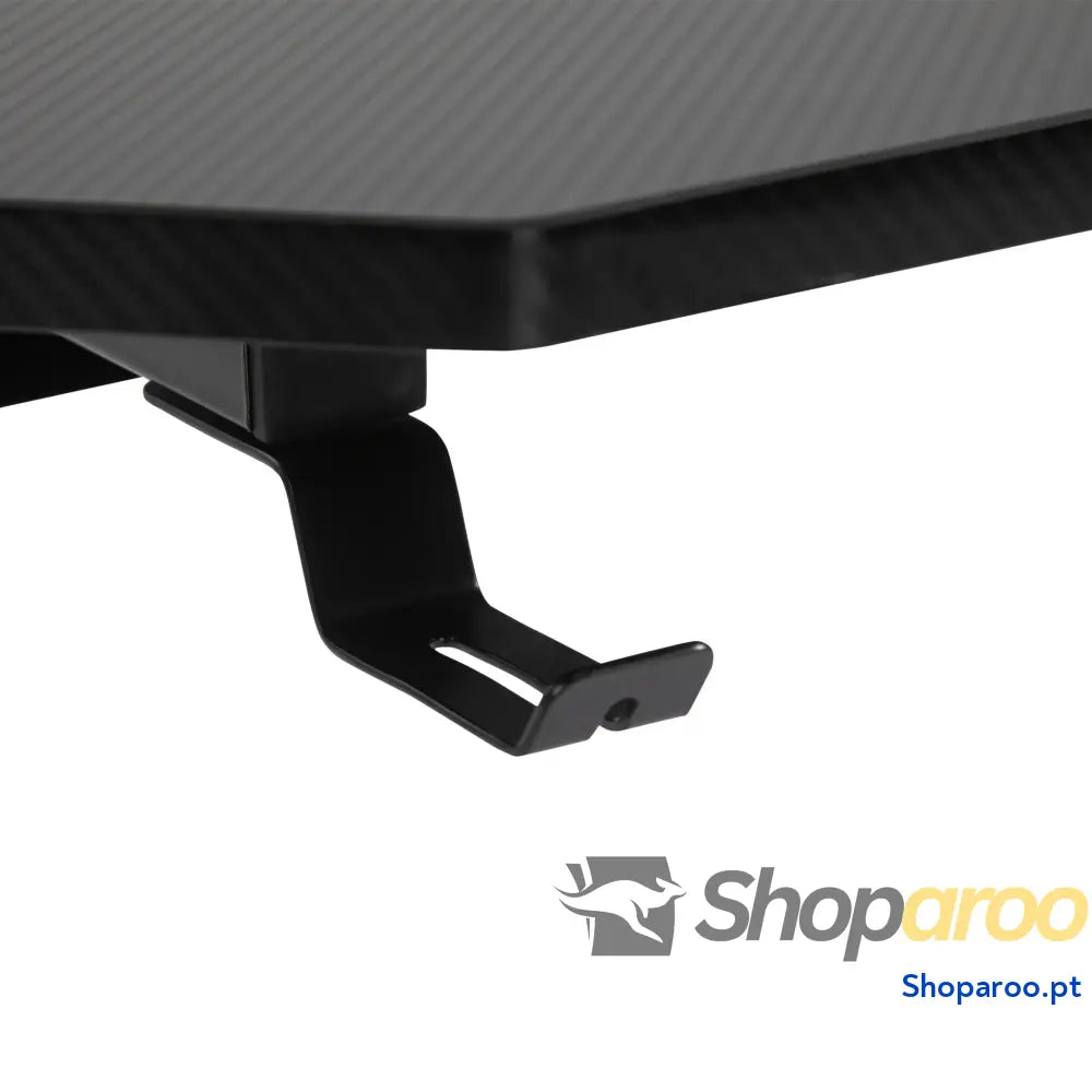 Secretária tipo gaming mesa de escritório com suporte para copos gancho e pés ajustáveis 120x65x74,5 cm preto