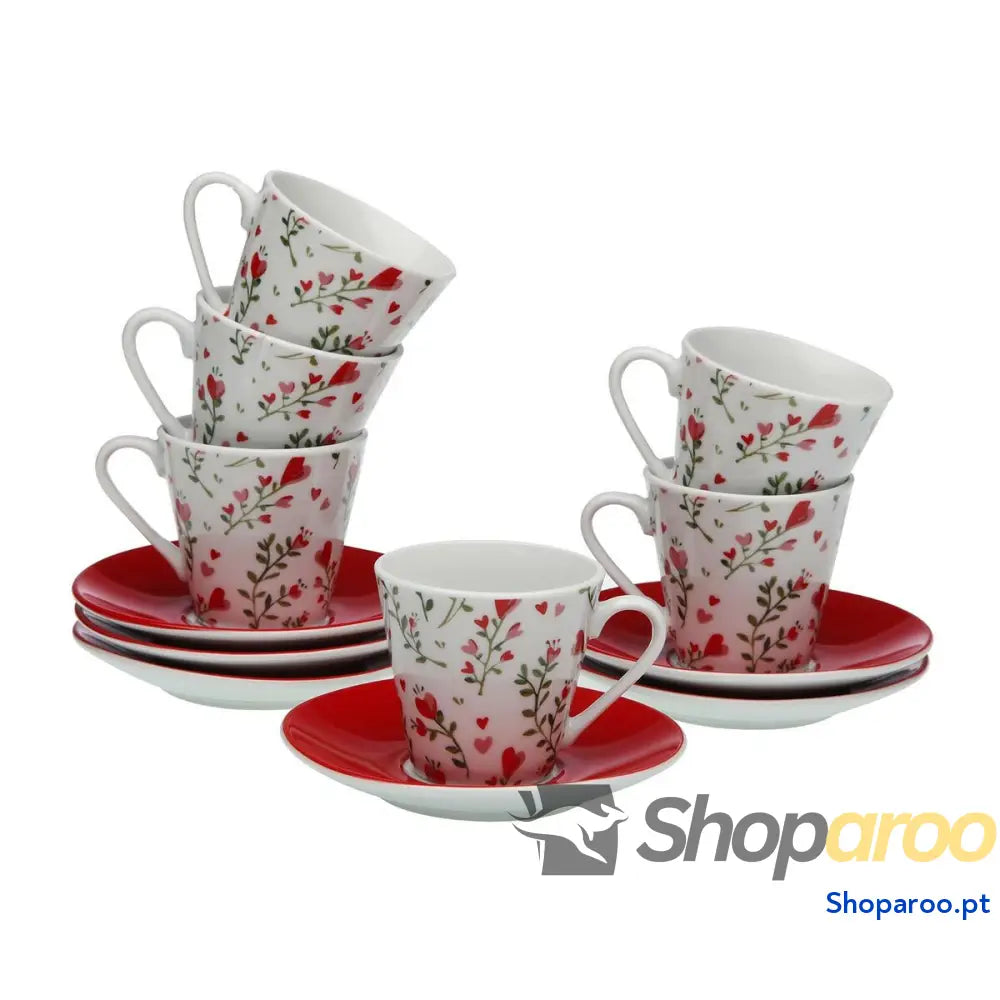 Serviço de Café Versa Porcelana Corações 6 Unidades