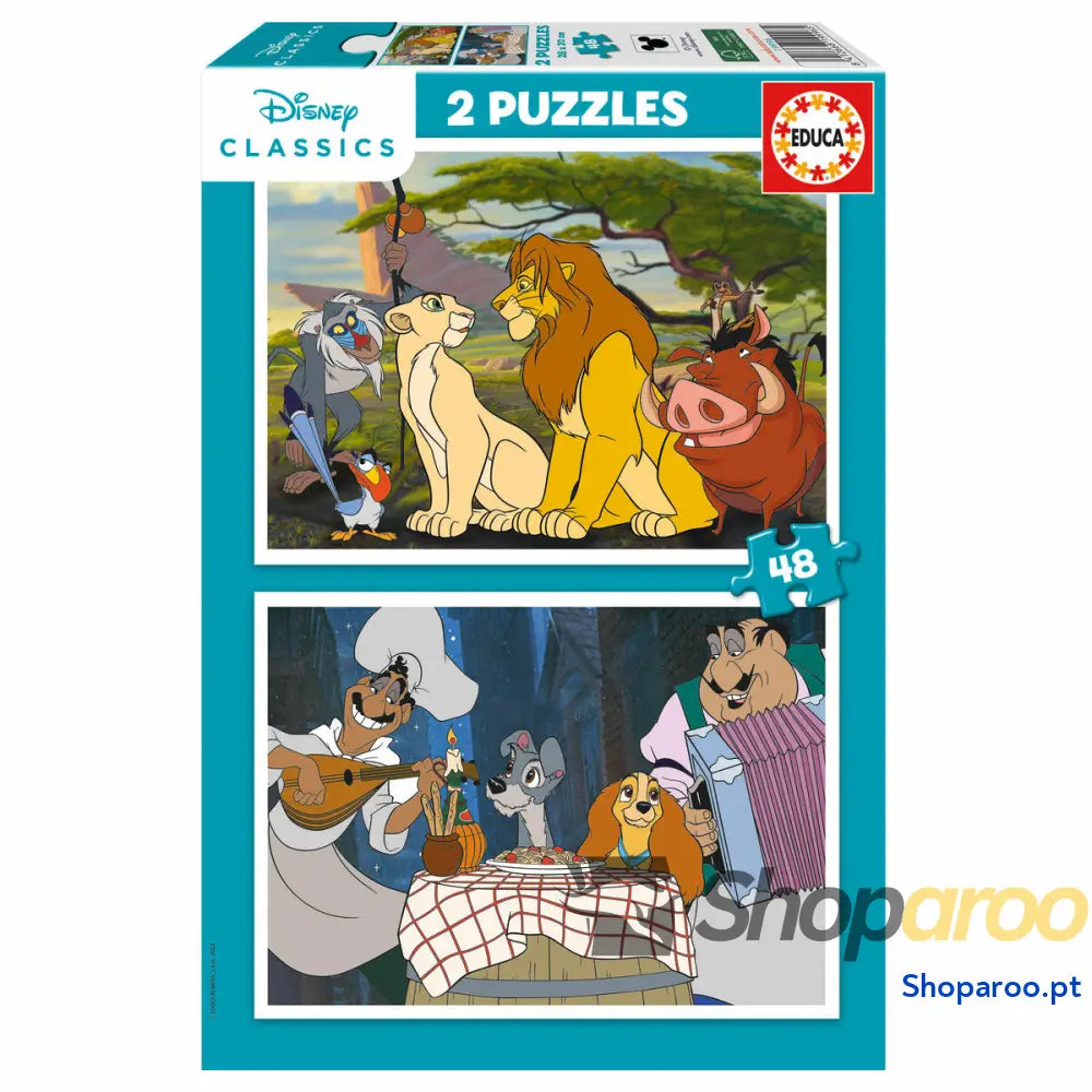 Set de 2 Puzzles Disney Lion King and Lady the Tramp 48 Peças