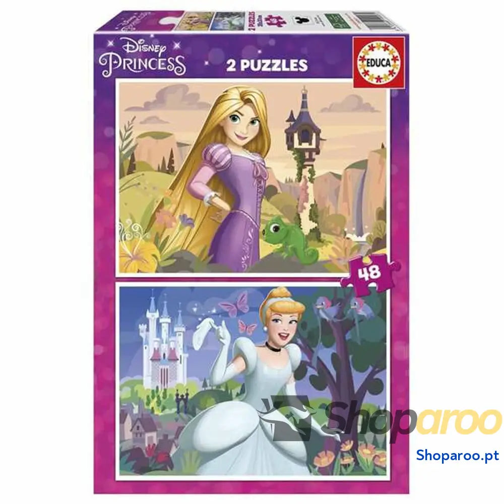 Set de 2 Puzzles Disney Princess Cinderella and Rapunzel 48 Peças