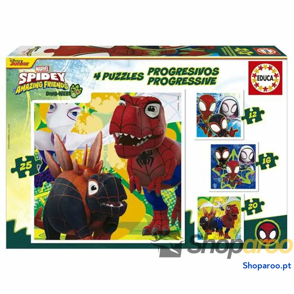 Set de 4 Puzzles Educa Dino Spidey (4 Unidades)