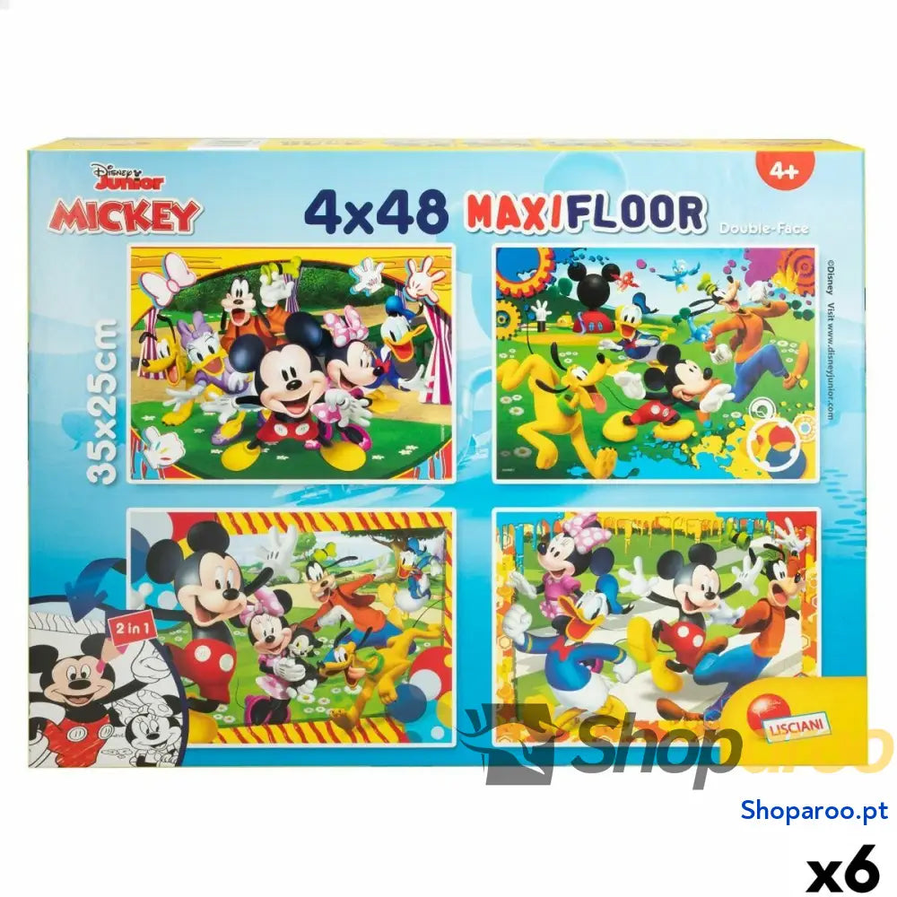 Set de 4 Puzzles Mickey Mouse 35 x 1,5 25 cm 48 Peças (6 Unidades)