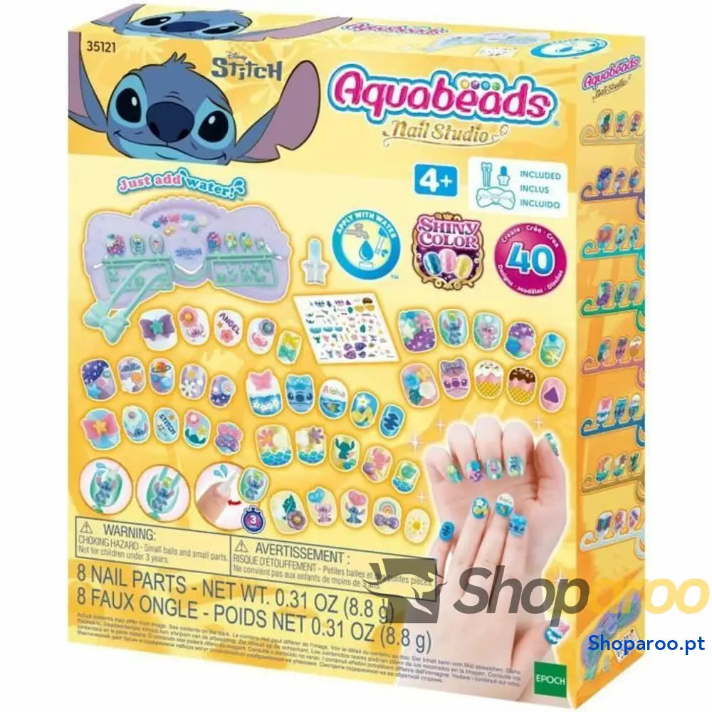 Set de manicure Aquabeads Nail Studio Stitch Multicolor 40 Peças