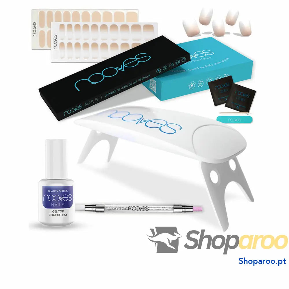 Set de manicure Nooves Premium Bege Lâminas de gel para unhas 8 Peças