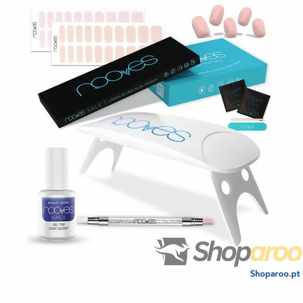 Set de manicure Nooves Premium Rosa Claro Lâminas de gel para unhas 8 Peças