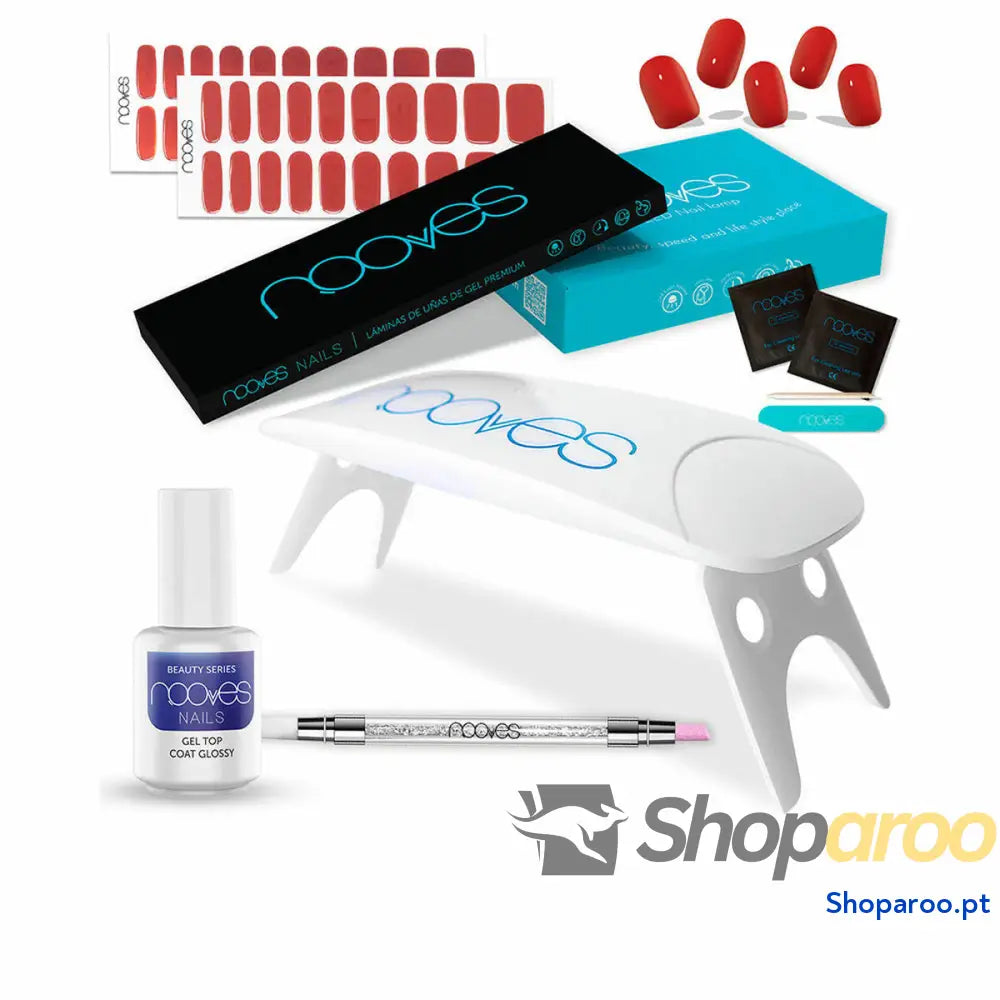 Set de manicure Nooves Premium Vermelho Lâminas de gel para unhas 8 Peças