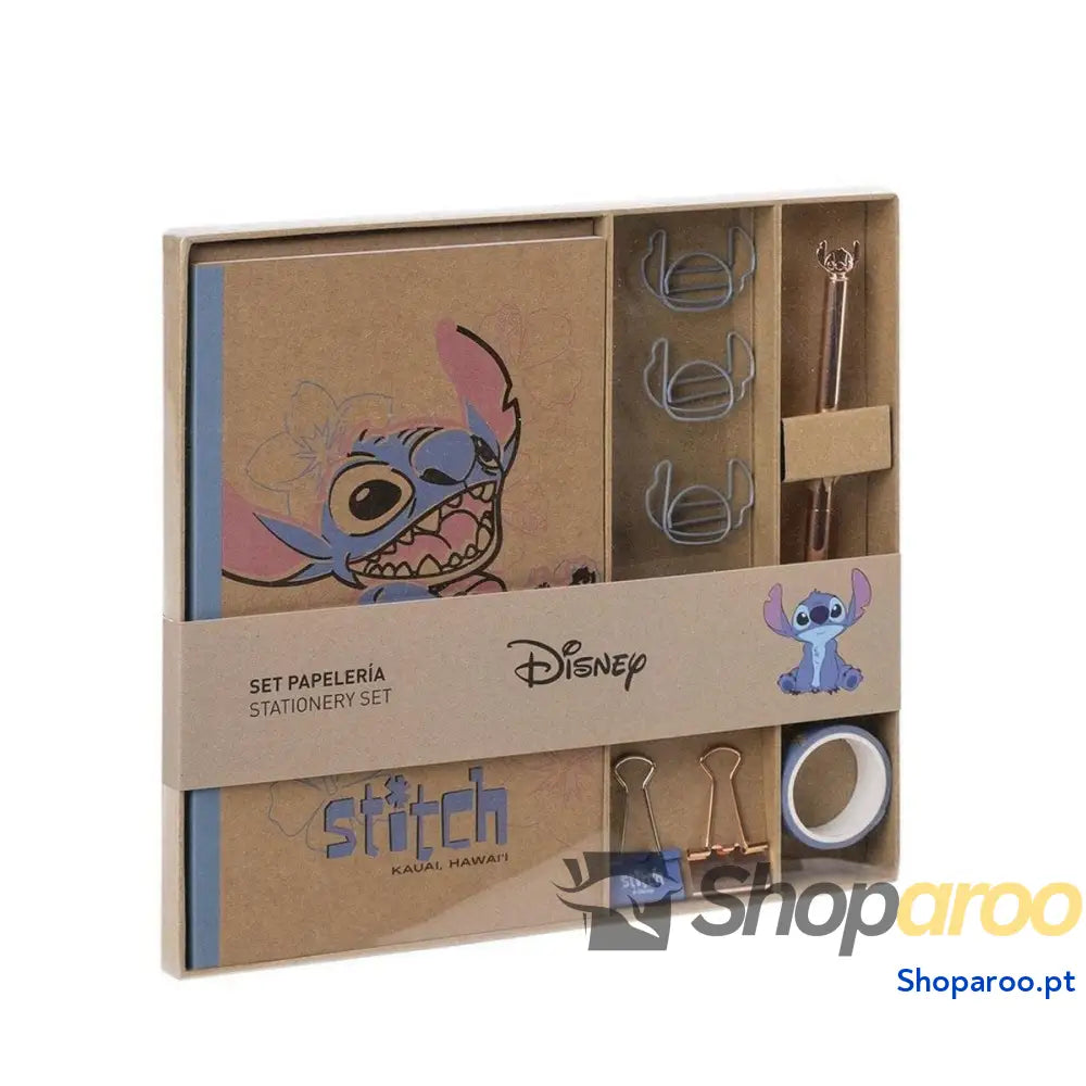 Set de Papelaria Stitch 10 Peças Azul