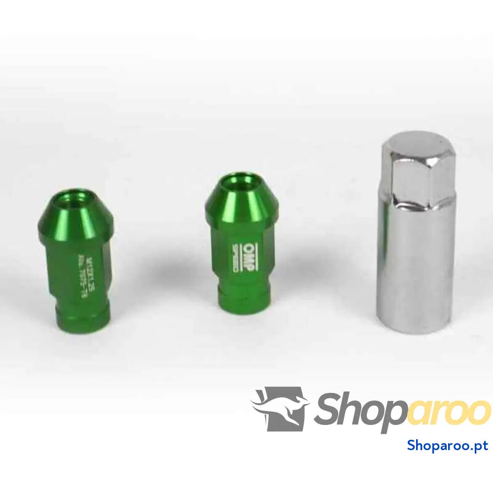 Set Porcas OMP 7075 40 mm M12 x 1,50 20 uds Verde