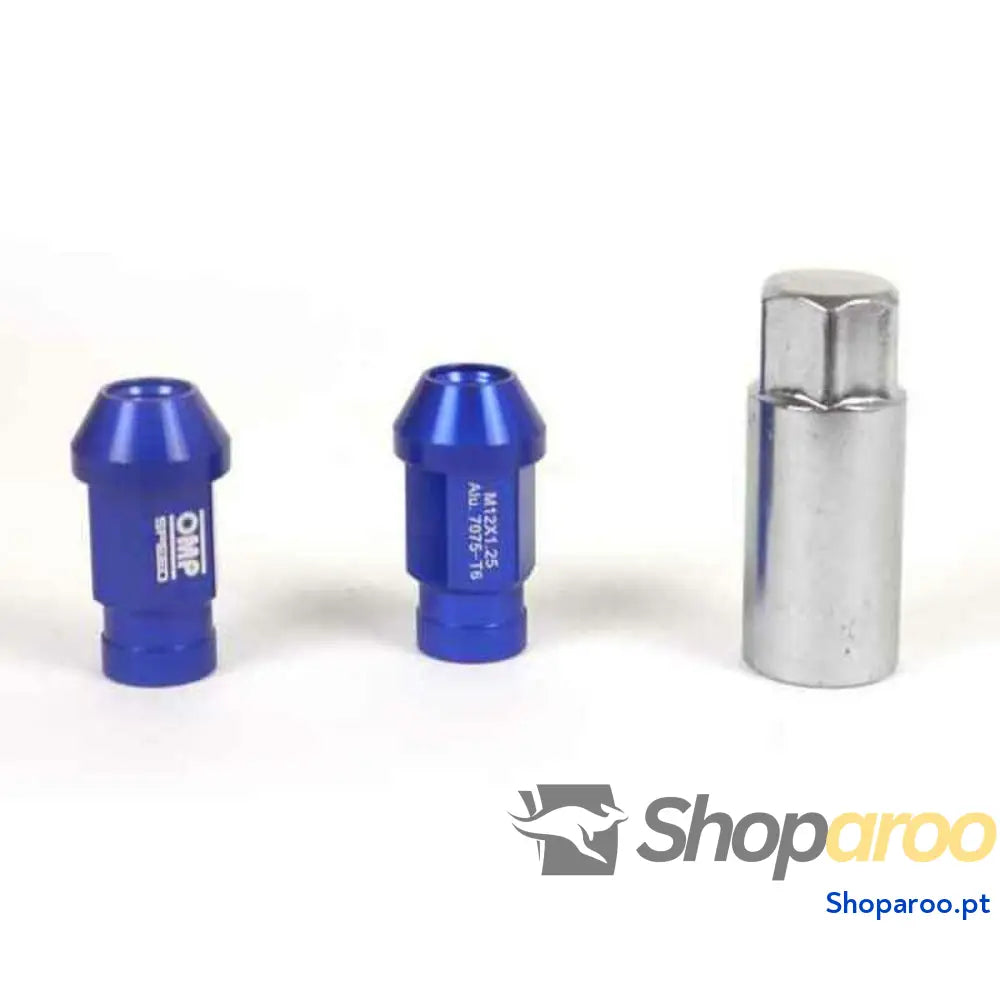 Set Porcas OMP 7075 40 mm M14 x 1,50 20 uds Azul