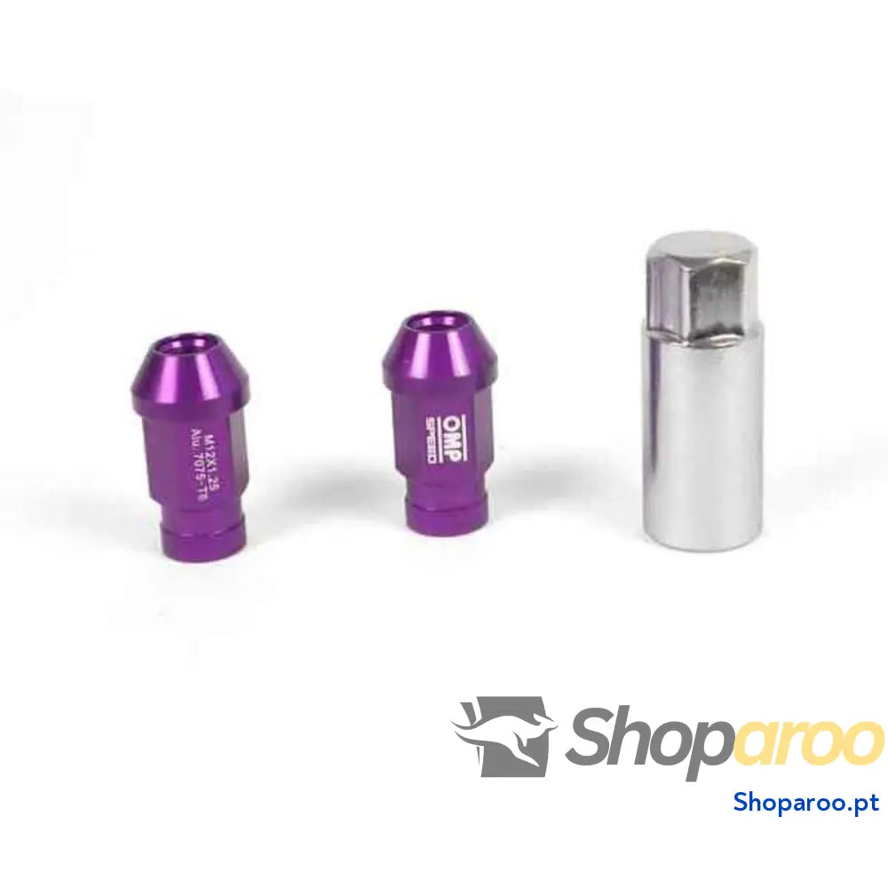 Set Porcas OMP 7075 40 mm M14 x 1,50 20 uds Violeta