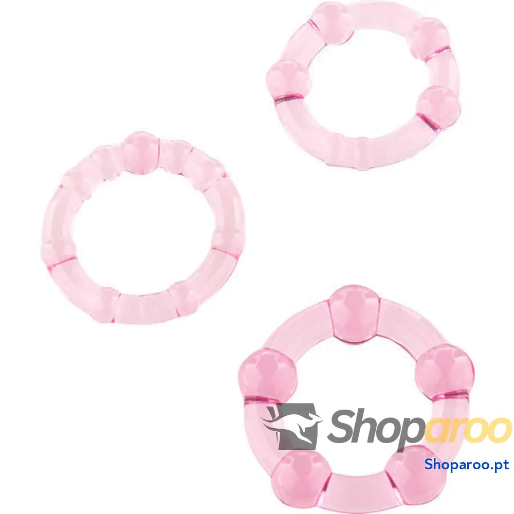 SEVEN CREATIONS - CONJUNTO DE TRÊS ANÉIS PARA PÊNIS ROSA