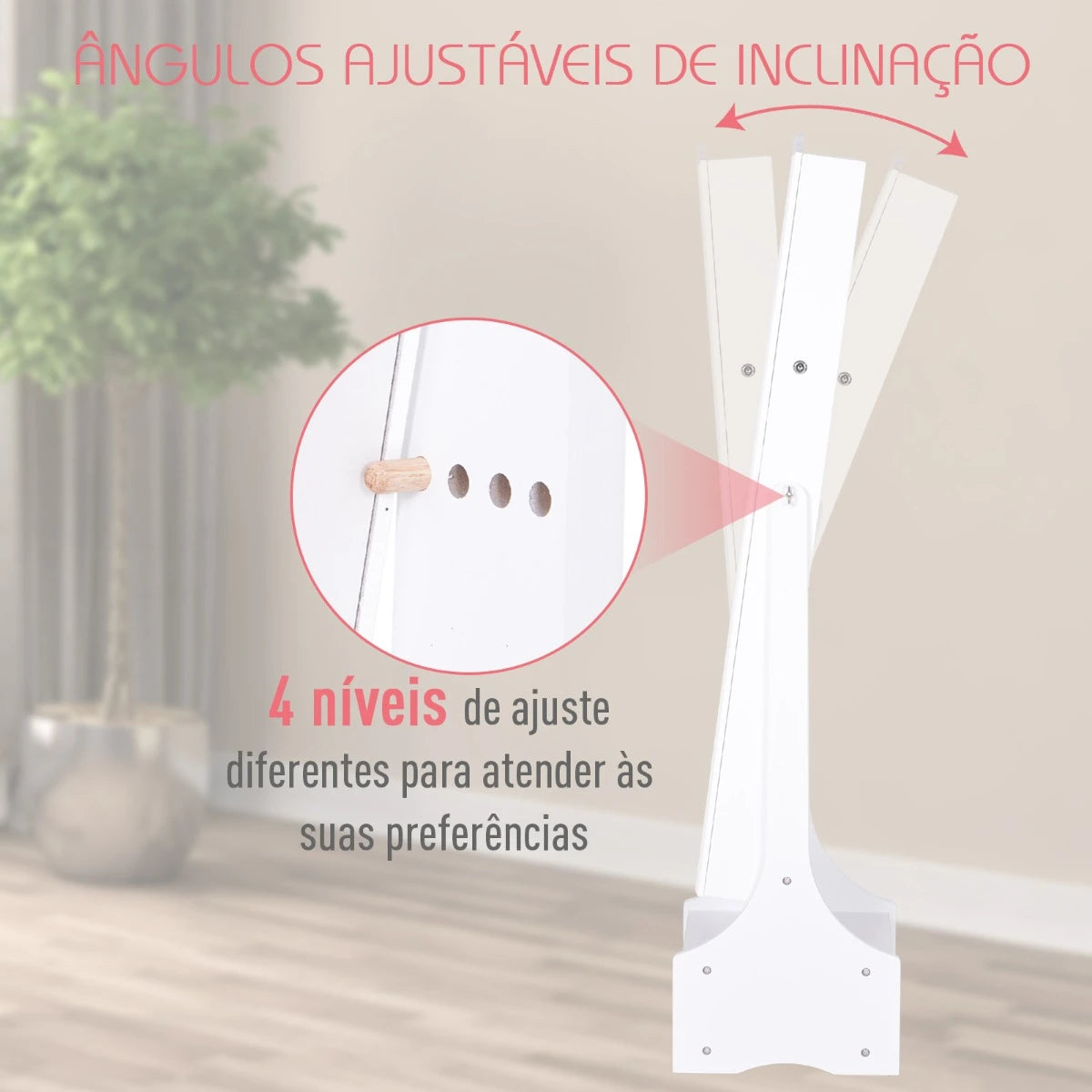 Armário de joias de pé com espelho de joalheiro e luzes LED