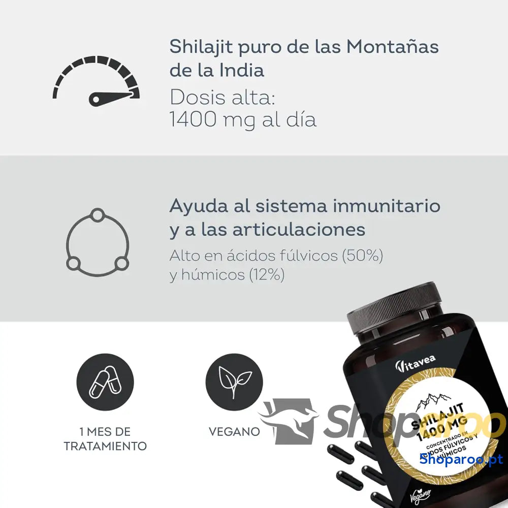 Shilajit proveniente do Himalaia com ácidos fúlvicos para articulações