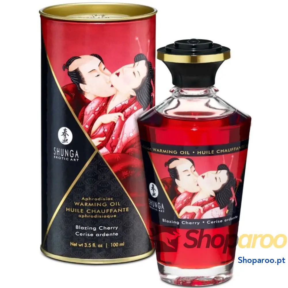 SHUNGA - ÓLEO DE MASSAGEM EFEITO CALOR SABOR INTENSO DE CEREJA 100 ML