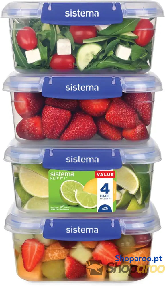 Klip It Plus recipientes herméticos 1L conjunto com vedação segura