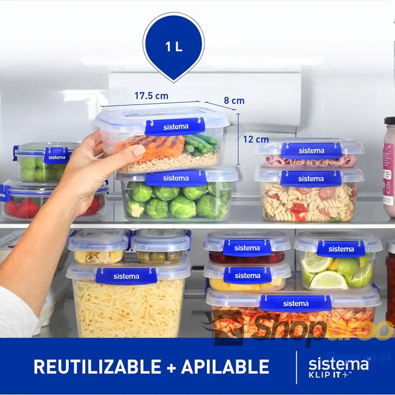 Klip It Plus recipientes herméticos 1L conjunto com vedação segura