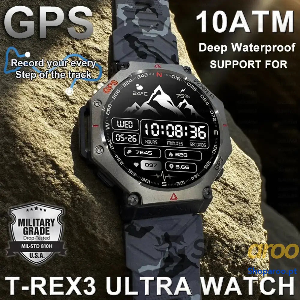 Smartwatch Militar T-Rex 3 Relógio Inteligente IP69K GPS AMOLED