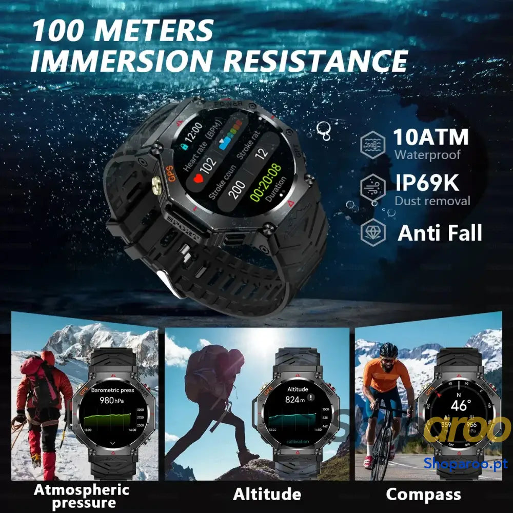 Smartwatch Militar T-Rex 3 Relógio Inteligente IP69K GPS AMOLED