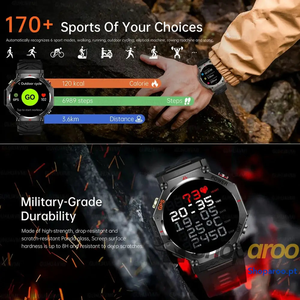 Smartwatch Militar T-Rex 3 Relógio Inteligente IP69K GPS AMOLED