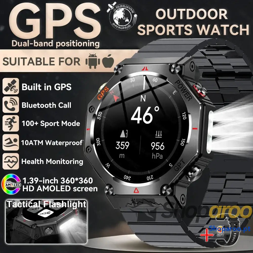 Smartwatch Militar T-Rex 3 Relógio Inteligente IP69K GPS AMOLED