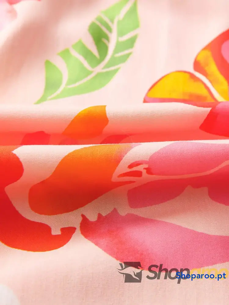 Vestido comprido de manga comprida com folhos florais
