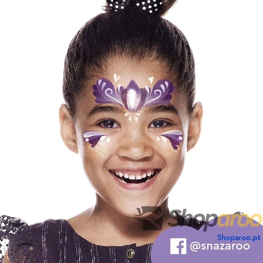 Snazaroo Conjunto de pintura facial ’Arco íris’ para crianças e adultos 8 cores 1 pincel esponja guia base água