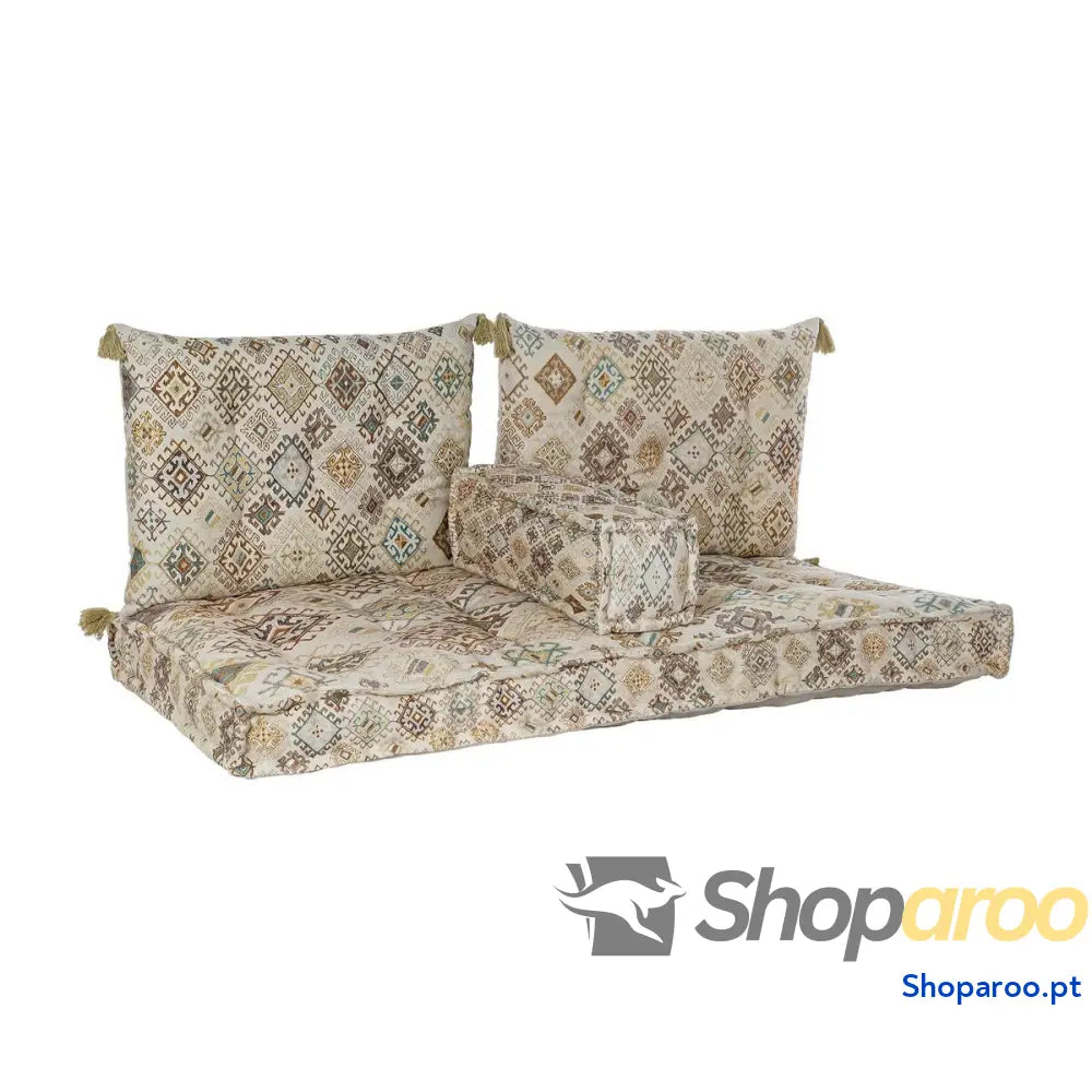 Sofá de 2 Lugares DKD Home Decor Amarelo Castanho Bege 145 x 76 x 13 cm