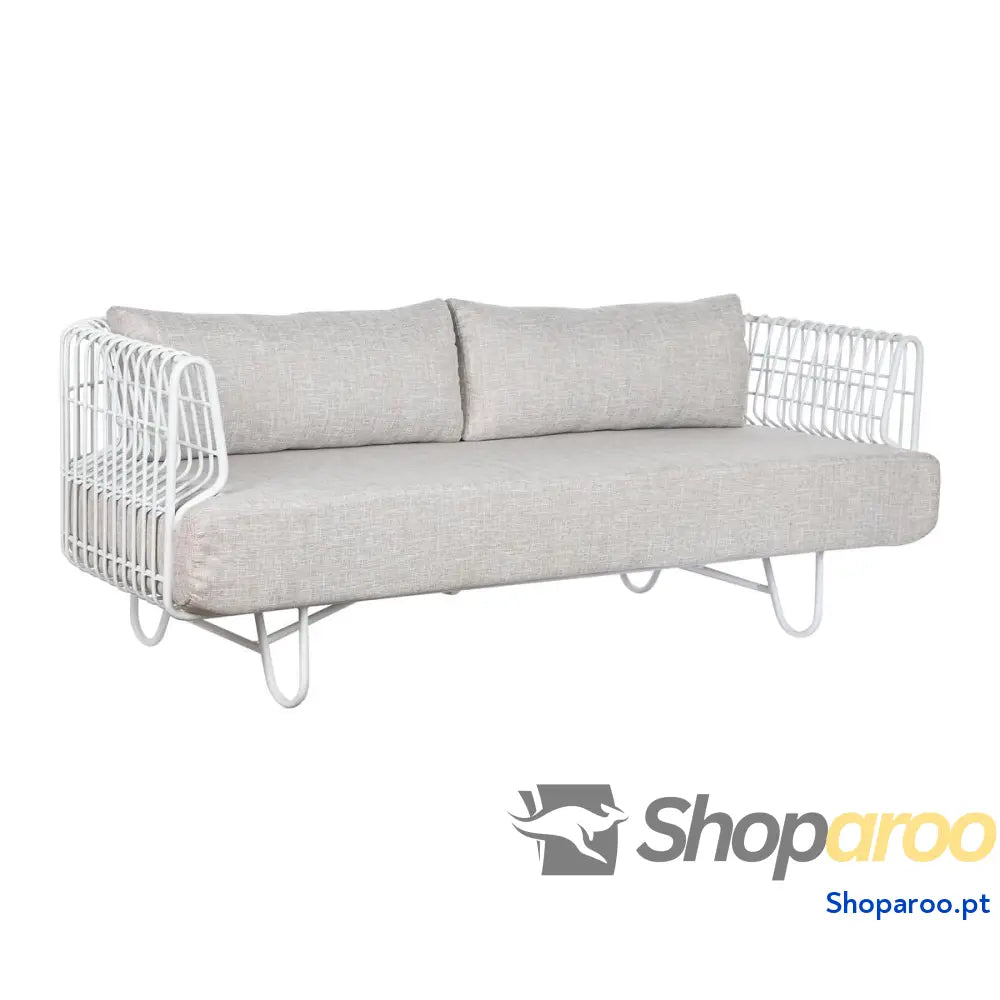 Sofá Home ESPRIT Branco Bege Metal 180 x 66 x 66 cm