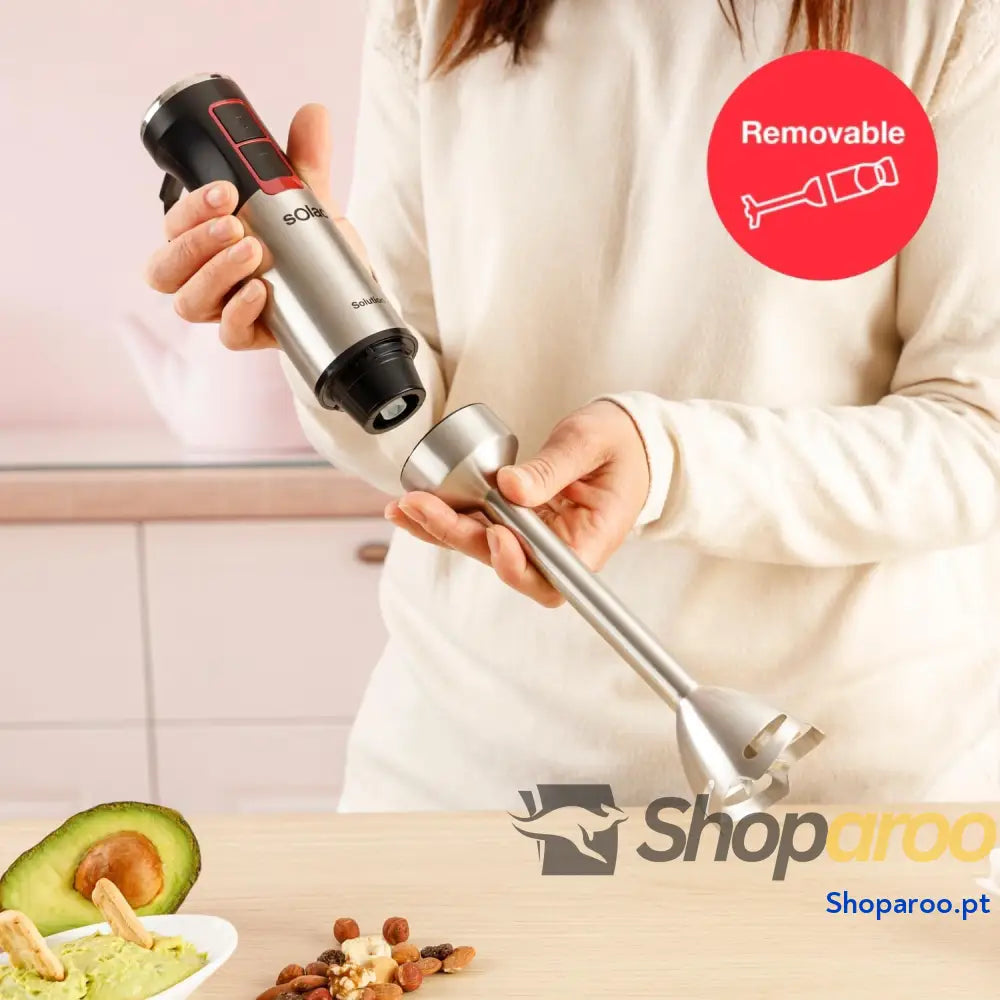 Liquidificadora de mão 1503 1500 W 4 lâminas inoxidável haste aço turbo | ergonómica anti salpicos removível | máquina