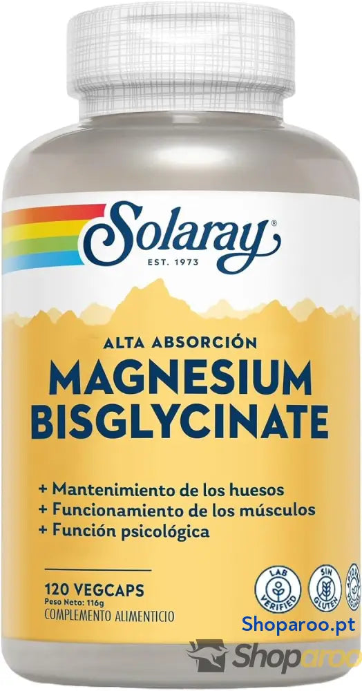 Solaray Magnésio Bisglicinato | Alta absorção | sem glúten | adequado para veganos | 120 cápsulas vegetais