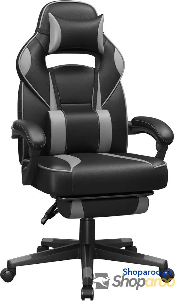 SONGMICS Cadeira de escritório cadeira jogos ergonómica com apoio para os pés telescópico encosto ajustável cabeça