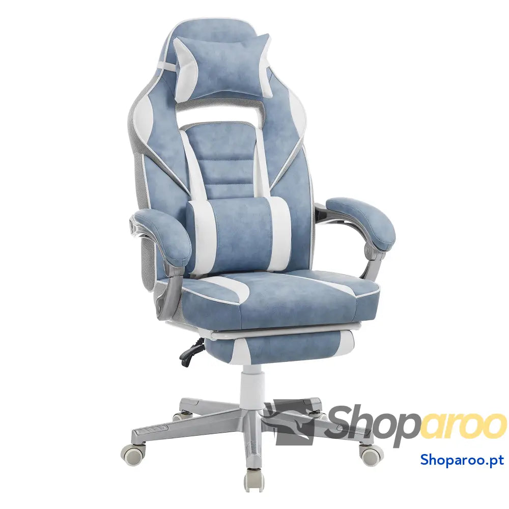 SONGMICS Cadeira de escritório cadeira jogos ergonómica com apoio para os pés telescópico encosto ajustável cabeça