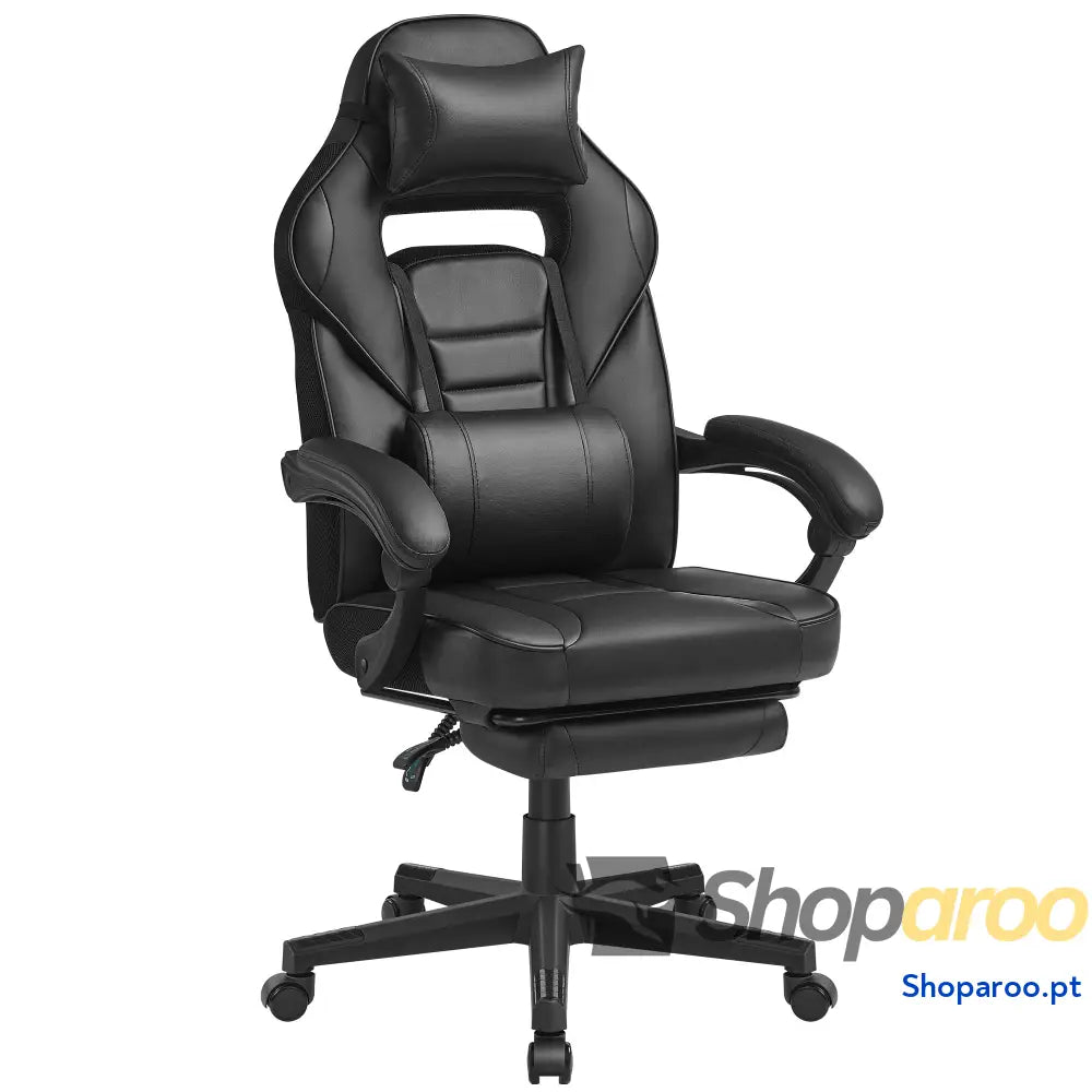 SONGMICS Cadeira de escritório cadeira jogos ergonómica com apoio para os pés telescópico encosto ajustável cabeça