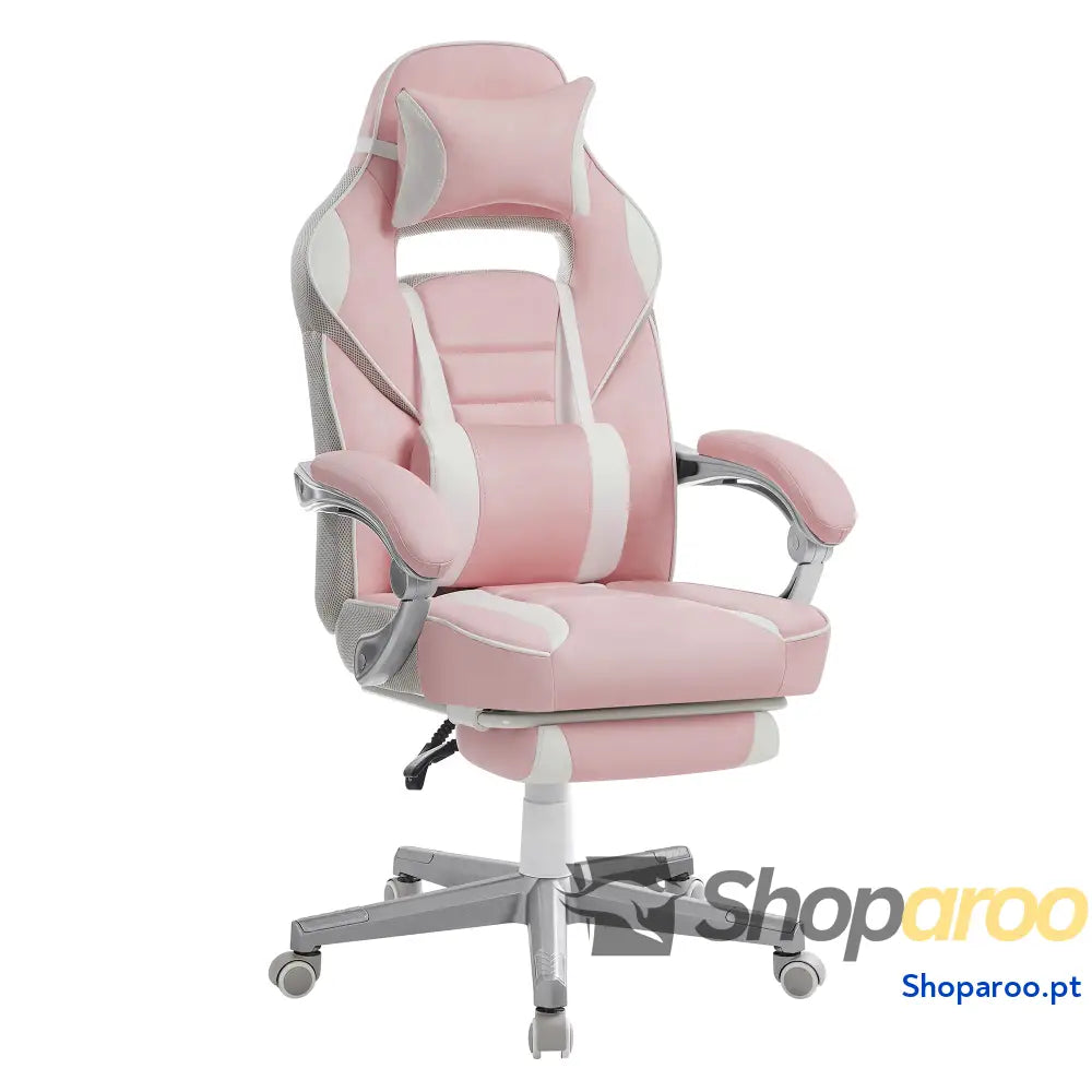 SONGMICS Cadeira de escritório cadeira jogos ergonómica com apoio para os pés telescópico encosto ajustável cabeça