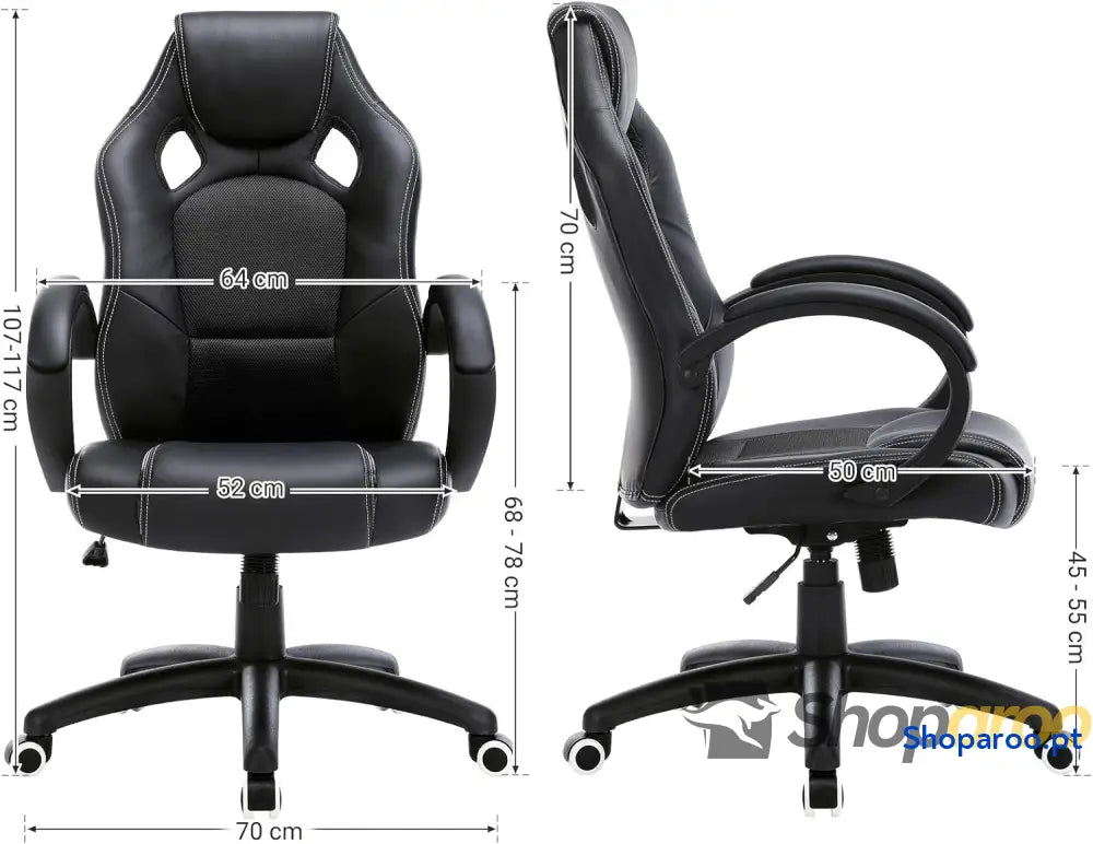 SONGMICS Racing Cadeira de escritório com rodas ergonómica regulável