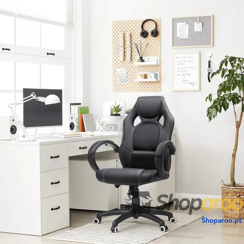 SONGMICS Racing Cadeira de escritório com rodas ergonómica regulável