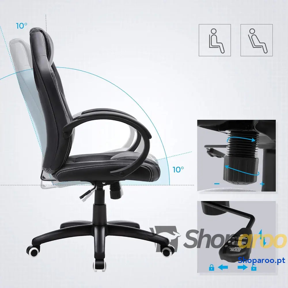 SONGMICS Racing Cadeira de escritório com rodas ergonómica regulável
