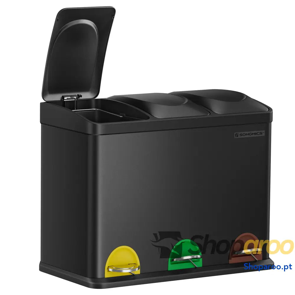 Caixote do Lixo Triplo SONGMICS 45L em Aço Inoxidável com Pedal