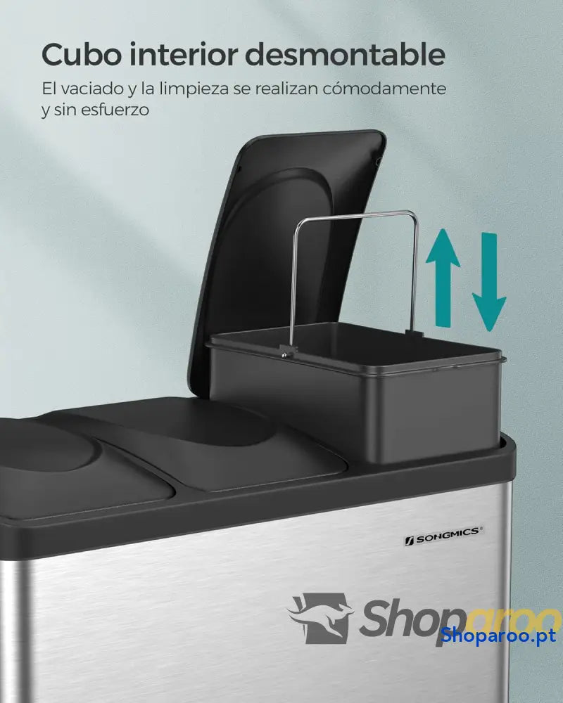 Caixote do Lixo Triplo SONGMICS 45L em Aço Inoxidável com Pedal