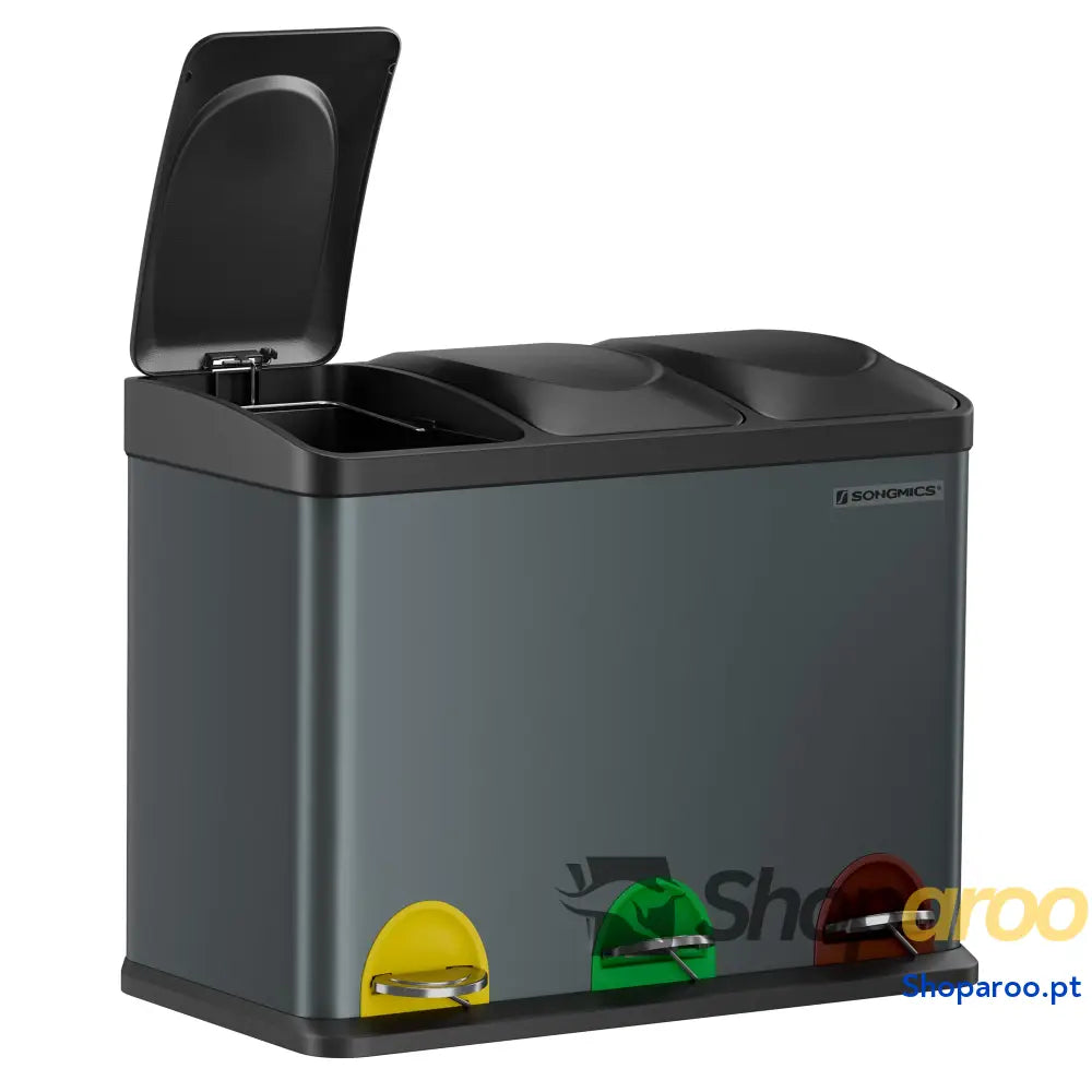 Caixote do Lixo Triplo SONGMICS 45L em Aço Inoxidável com Pedal