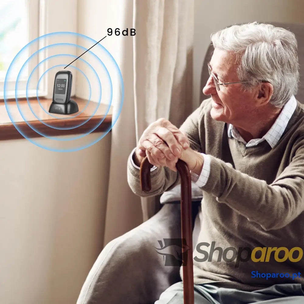 SPC Harmony Telemóvel para idosos telemóveis com tampa teclas grandes volume alto 96dB compatível aparelhos auditivos