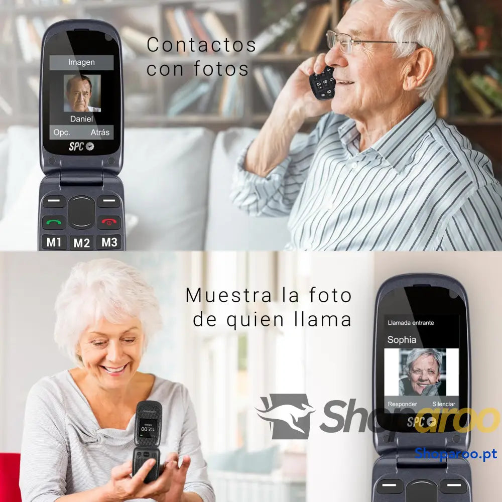 SPC Harmony Telemóvel para idosos telemóveis com tampa teclas grandes volume alto 96dB compatível aparelhos auditivos