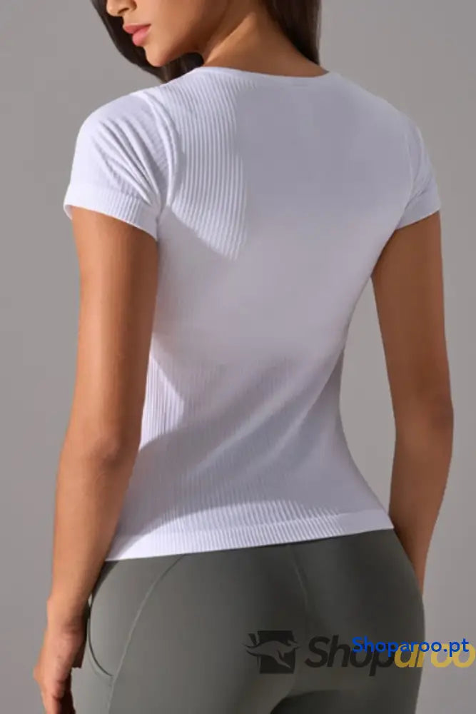 Square Neck Active T-Shirt with Detachable Chest Pads