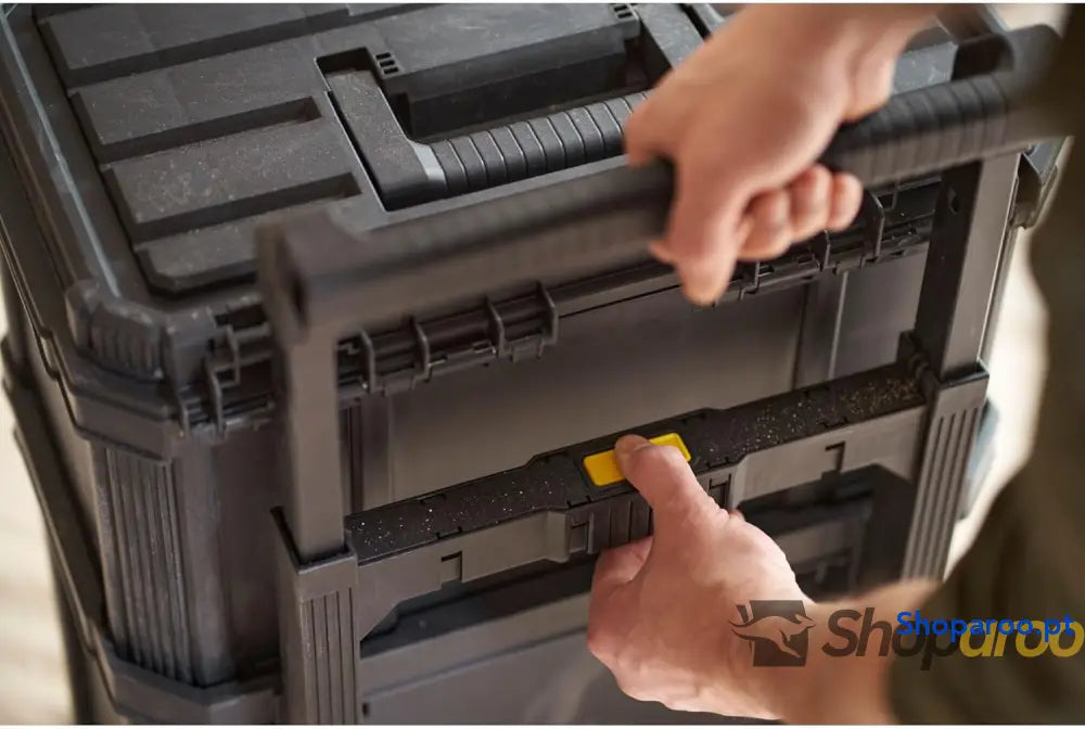 STANLEY Oficina móvel 3 em 1 compacta porta ferramentas integrado 80 L de capacidade total carga 45 kg alça telescópica