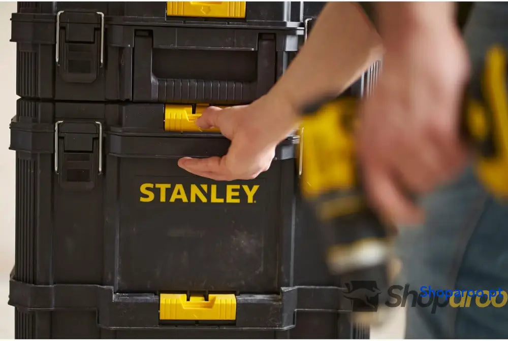 STANLEY Oficina móvel 3 em 1 compacta porta ferramentas integrado 80 L de capacidade total carga 45 kg alça telescópica